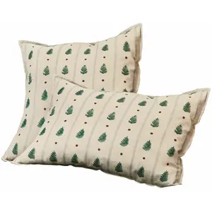 Comparateur de prix : LOBERON Lot de 2 housses de coussins Emily, beige/vert (40 x 60cm)