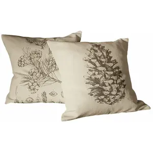 LOBERON Lot de 2 housses de coussins Pinus, blanc/noir (50 x 50cm)Vendu parloberon