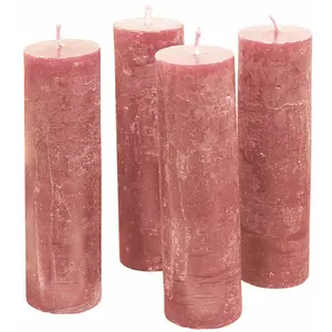 LOBERON Lot de 4 bougies Muriel, rose (13cm) pas cher