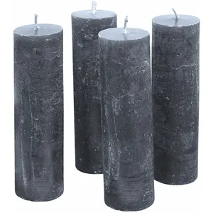 LOBERON Lot de 4 bougies Muriel, anthracite (13cm) pas cher