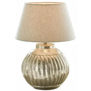 LOBERON Lampe à poser Lillemor, argenté vieilli/crème (42cm) pas cher