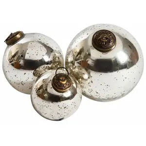 Loberon Lot de 3 boules de Noël Vars, argenté vieilli (13cm)Vendu parloberon