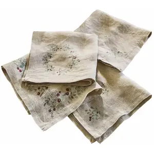 LOBERON Lot de 4 serviettes Lenius, lin (40 x 40cm)