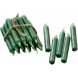 LOBERON Lot de 20 bougies Noufa, vert (10cm)