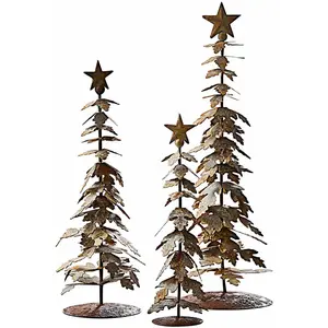 Comparateur de prix : LOBERON Lot de 3 arbres décoratifs Laruns, marron vieilli (39cm)