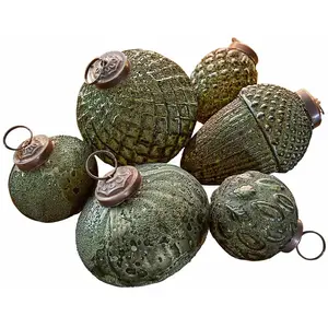 Loberon Lot de 6 décorations de Noël Lento, vert (8 x 8cm) pas cher