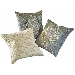 Comparateur de prix : LOBERON Lot de 3 housses de coussins Madalena, beige/bleu (50 x 50cm)