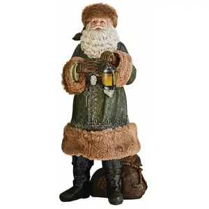 LOBERON Père Noël décoratif Eddi, marron/vert (20.5 x 18.5 x 44.5cm)
