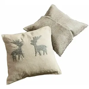 Comparateur de prix : Loberon Lot de 2 housses de coussins Beaupuy, gris (40 x 40cm)
