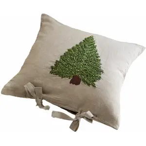 Comparateur de prix : Loberon Housse de coussin Amuré, lin/vert (50 x 50cm)
