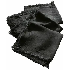 LOBERON Lot de 4 serviettes de table Pibrac, noir (40 x 40cm) pas cher