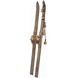 LOBERON Lot de 2 skis décoratifs Lambeth, marron (7 x 7 x 165cm) pas cher