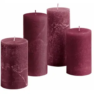 LOBERON Lot de 4 bougies Berekua, bordeaux (7 x 18cm)