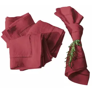 LOBERON Lot de 4 serviettes Covent Garden, rouge (50 x 50cm) pas cher