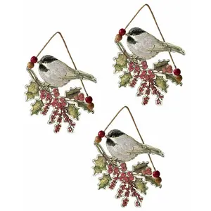 Comparateur de prix : LOBERON Lot de 3 décorations à suspendre Eliza, rouge/vert/blanc (1 x 15 x 16cm)