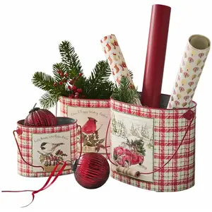 LOBERON Lot de 3 cache-pots Fuzzy, rouge (23 x 17 x 27.5cm) pas cher