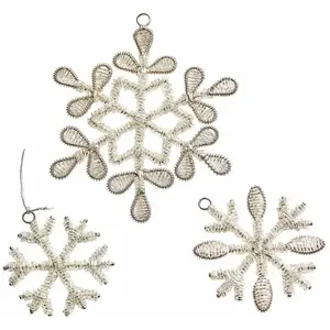 LOBERON Lot de 3 décorations à suspendre Skadi, argenté (13cm)Vendu parloberon