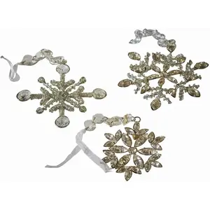 Loberon Lot de 3 décorations à suspendre Aleyna, argenté (11 x 19cm) pas cher