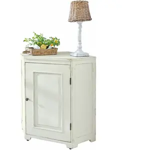 LOBERON Commode d'angle Yurielka, blanc vieilli (55 x 71 x 70cm) pas cher