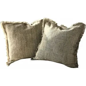 LOBERON Lot de 2 housses de coussins Amur, lin (50 x 50cm) pas cher