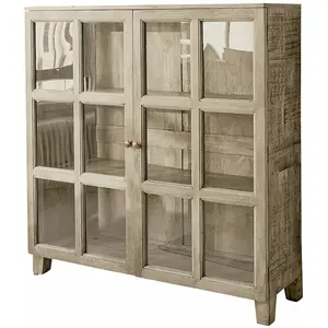 LOBERON Vitrine Stoneham, marron (35.5 x 120 x 122.5cm)
