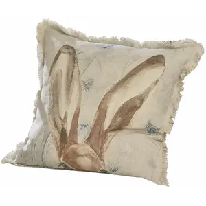LOBERON Housse de coussin Kameron, beige/bleu (50 x 50cm) pas cher