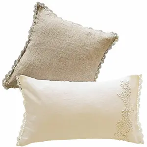 LOBERON Lot de 2 housses de coussins Jovis, crème/lin (1 x 50 x 30cm) pas cher