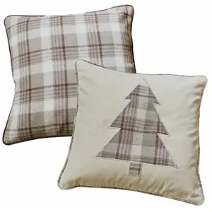 Comparateur de prix : LOBERON Lot de 2 housses de coussins Ersac, marron/crème (40 x 40cm)