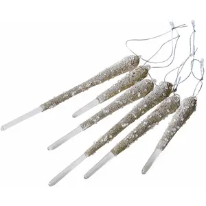 LOBERON Lot de 6 décorations à suspendre Roussac, transparent/champagne (20cm)Vendu parloberon