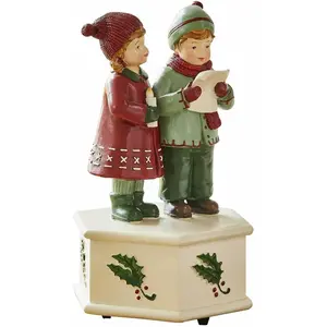 LOBERON Boîte à musique Kalilah, rouge/vert/blanc (10 x 11.5 x 18cm) pas cher