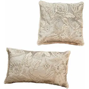 Comparateur de prix : LOBERON Lot de 2 housses de coussins Oplevine, taupe/champagne (40 x 40cm)