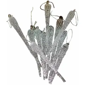 Loberon Lot de 12 stalactites en verre Salvique, transparent (16cm) pas cher