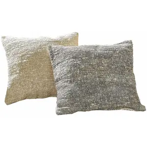 LOBERON Lot de 2 housses de coussins Berinique, beige/gris (50 x 50cm) pas cher