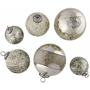 Loberon Lot de 6 boules de Noël Ephyriel, or vieilli (13cm) pas cher