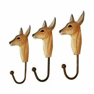 LOBERON Lot de 3 patères Irélise, marron (7.5 x 6 x 19cm)Vendu parloberon