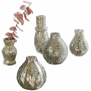 LOBERON Lot de 5 vases Petillantique, argenté (16cm) pas cher