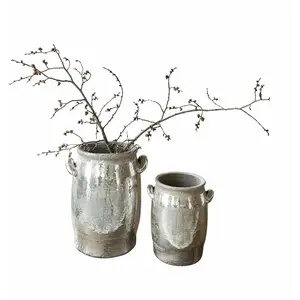 LOBERON Lot de 2 vases Eleganteque, argenté (18 x 15 x 21cm)