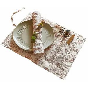 Comparateur de prix : Lot de 2 sets de table Qubinal, rouille/lin (50 x 35cm)