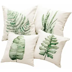 Comparateur de prix : LOBERON Lot de 4 housses de coussins Marly, crème/vert (50 x 50cm)