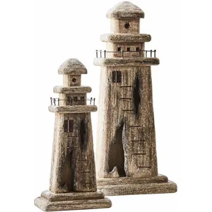 Comparateur de prix : LOBERON Lot de 2 phares décoratifs Bourgneuf, marron/noir (7.5 x 16 x 30cm)