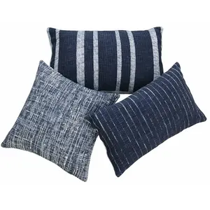 LOBERON Lot de 3 housses de coussins Andulo, bleu/beige (60 x 40cm) pas cher
