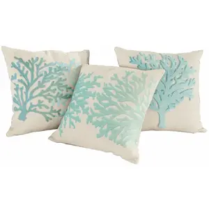 Comparateur de prix : LOBERON Lot de 3 housses de coussins Vaiea, Turquoise/beige (40 x 40cm)