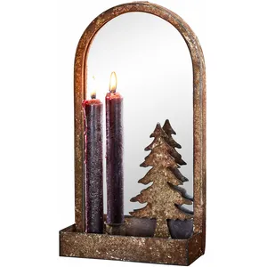 LOBERON Bougeoir mural Telford, marron vieilli (7 x 16 x 30.5cm) pas cher