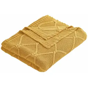 LOBERON Plaid Cresil, jaune (150 x 200cm) pas cher