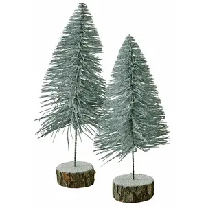 LOBERON Lot de 2 arbres décoratifs Lyselle, vert (37cm)Vendu parloberon