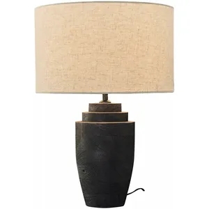 LOBERON Lampe à poser Daphielle, noir/beige (51cm) pas cher