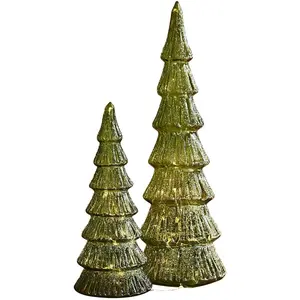 Comparateur de prix : Loberon Lot de 2 arbres à LED Merrton, vert (32.5cm)