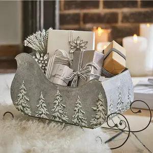 LOBERON Traineau décoratif Pavie, gris (26.5 x 19 x 45cm) pas cher