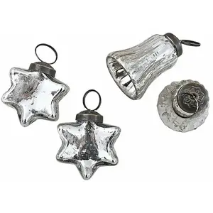 LOBERON Lot de 4 décorations à suspendre Univaux, argenté (6cm)Vendu parloberon