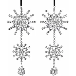 LOBERON Lot de 2 décorations de Noël Klerven, argenté (12 x 27cm)Vendu parloberon